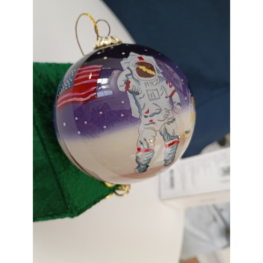 US Space & Rocket Center Huntsville AL Astronaut Glass Ornament with Velvet Box